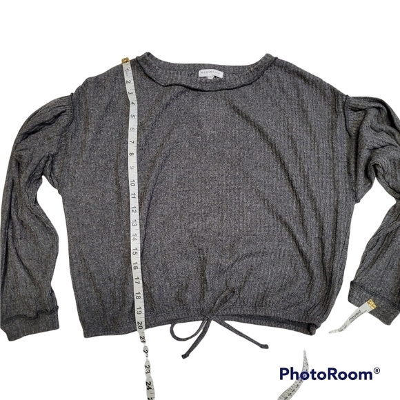 Socialite charcoal grey oversized waffle knit tie front top - Picture 8 of 8